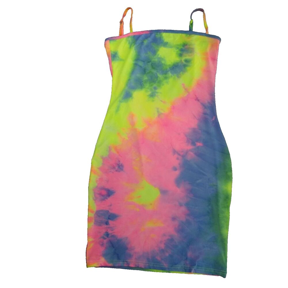 Juniors Sundress New with Tags Bodycon Size Large Tie Dye Retro Resort